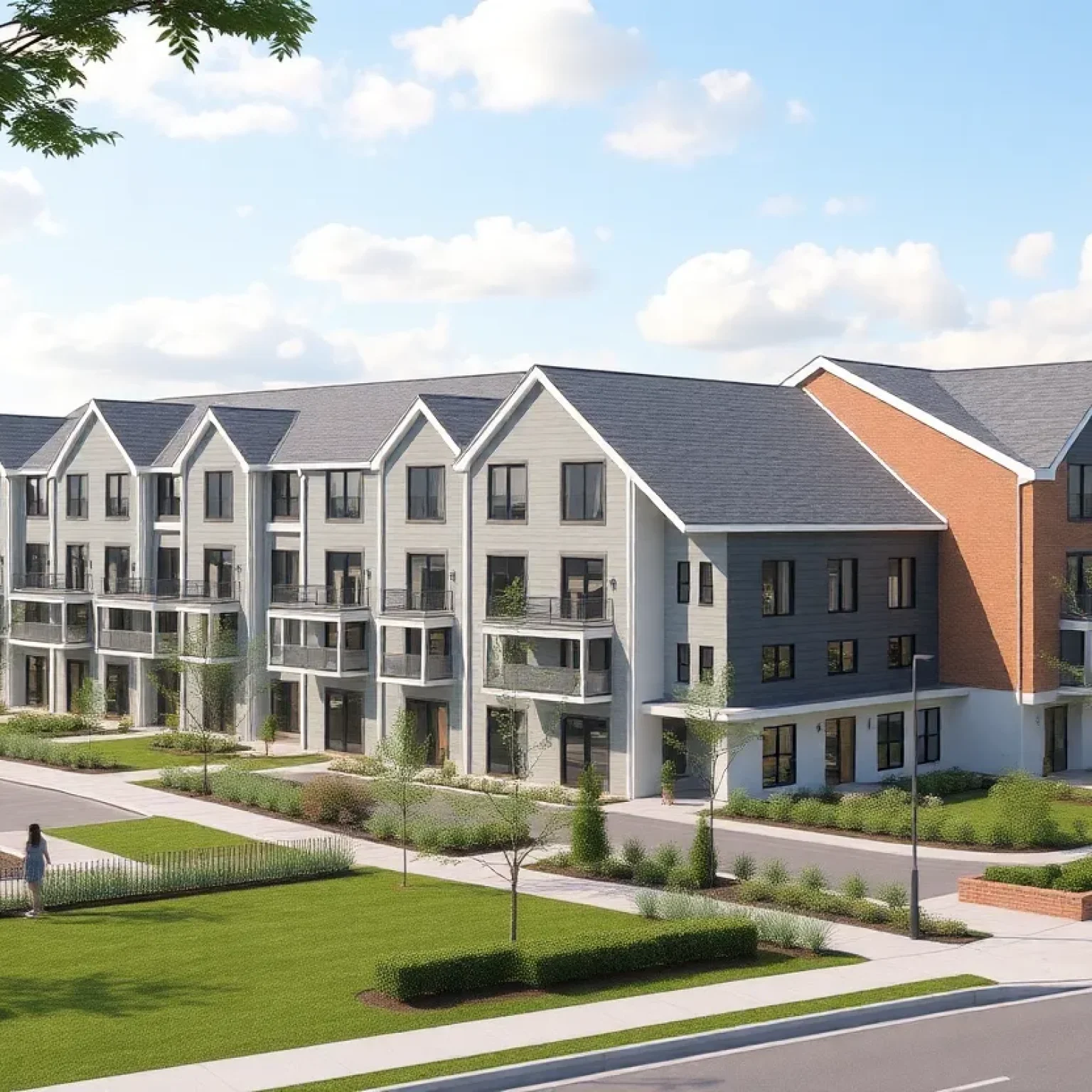 Rendering of affordable housing townhomes and an arts center in St. Petersburg
