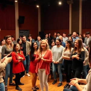 Actors rehearsing for auditions at the American Stage Company