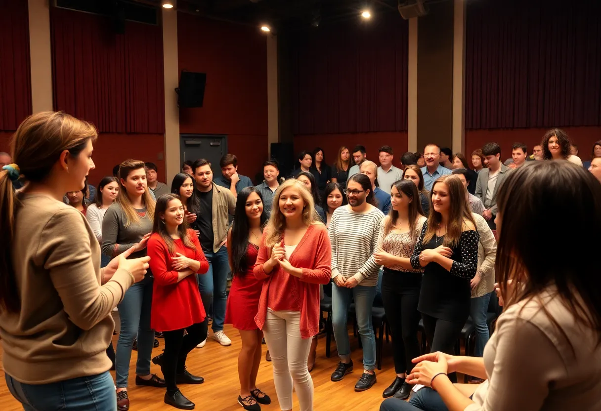 Actors rehearsing for auditions at the American Stage Company