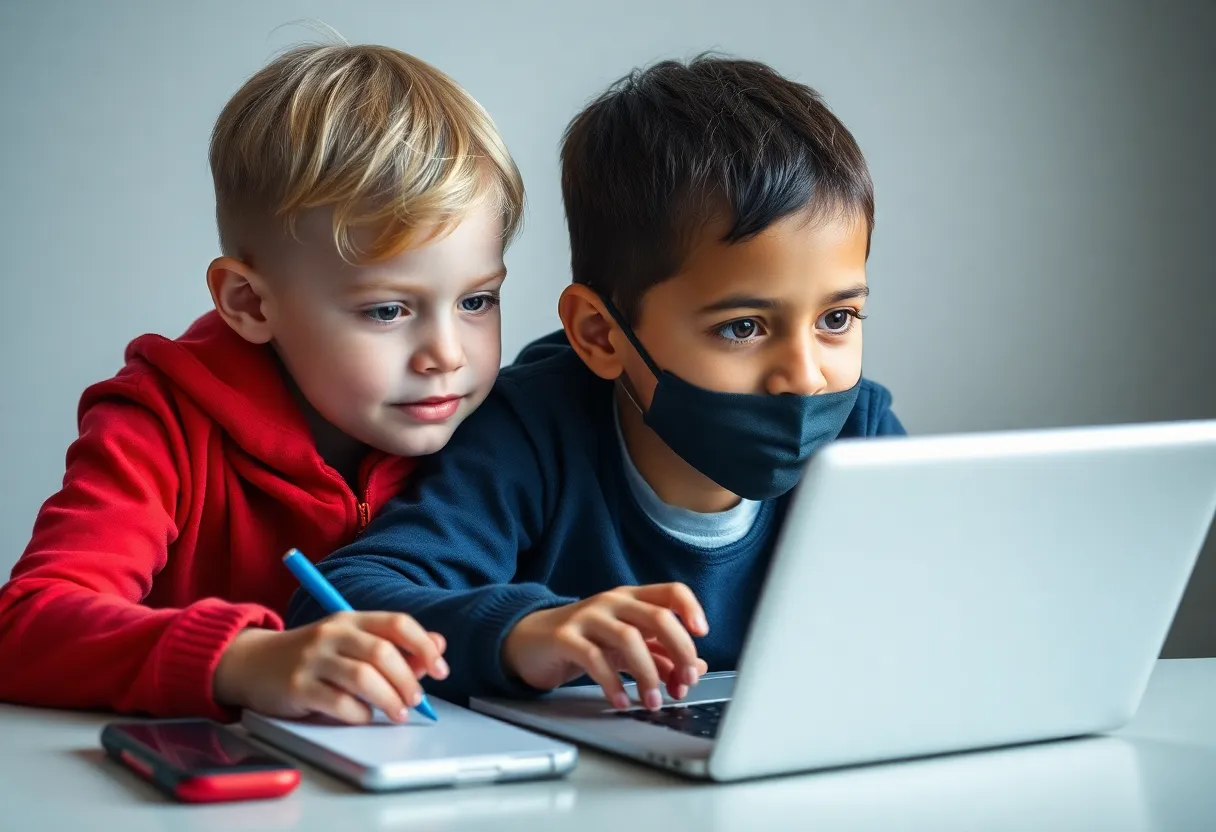 An illustration symbolizing child safety and online protection