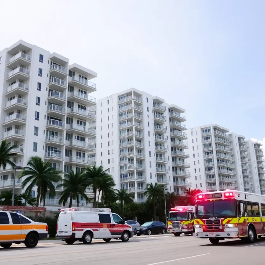 Emergency services at Clearwater South Beach III Condominiums during evacuation