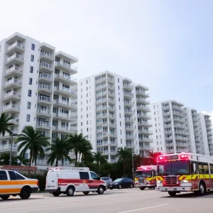 Emergency services at Clearwater South Beach III Condominiums during evacuation
