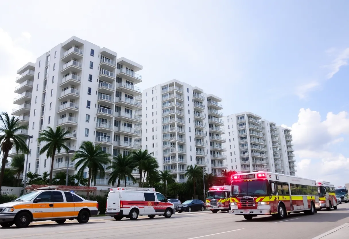Emergency services at Clearwater South Beach III Condominiums during evacuation