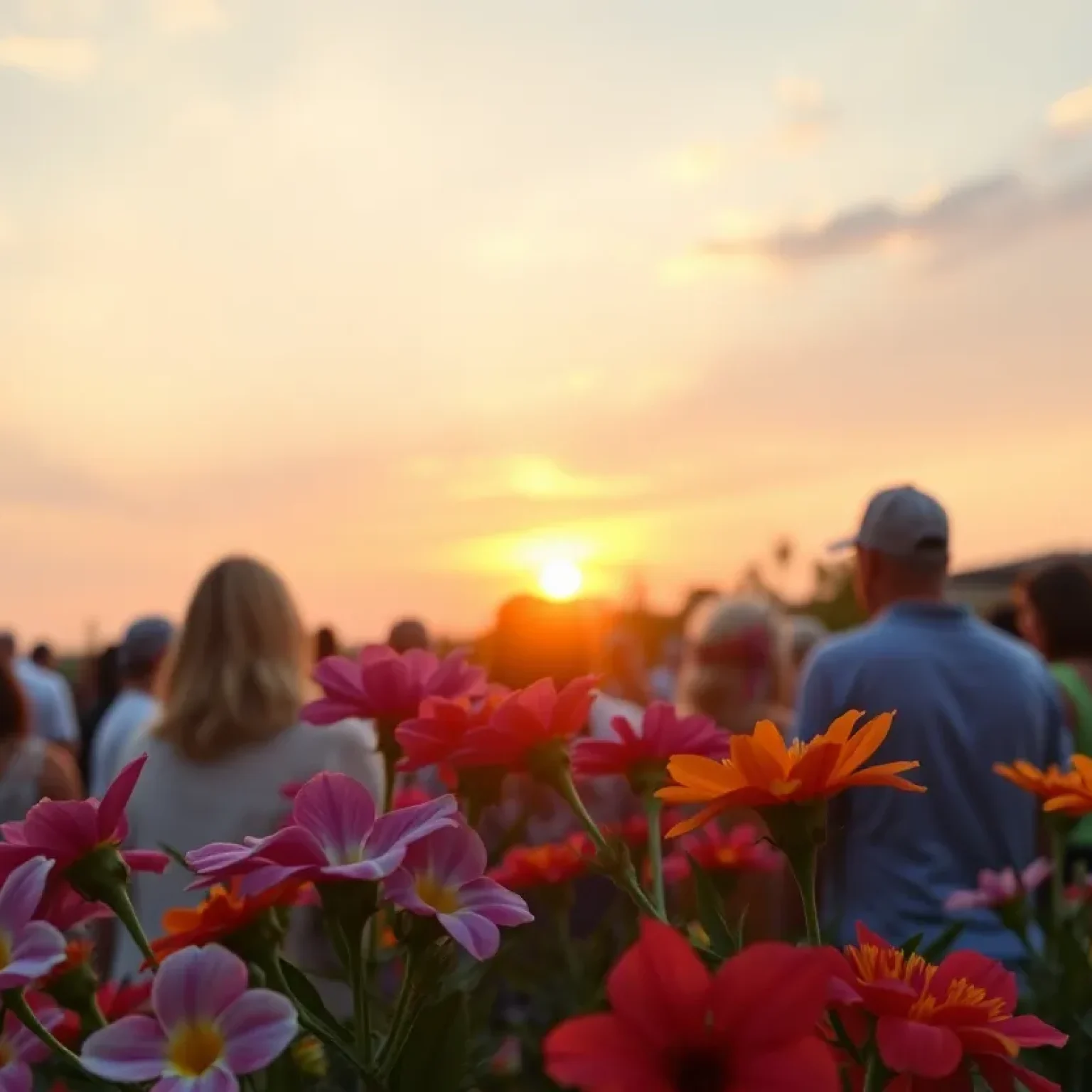 A sunset over a gathering celebrating family and community.