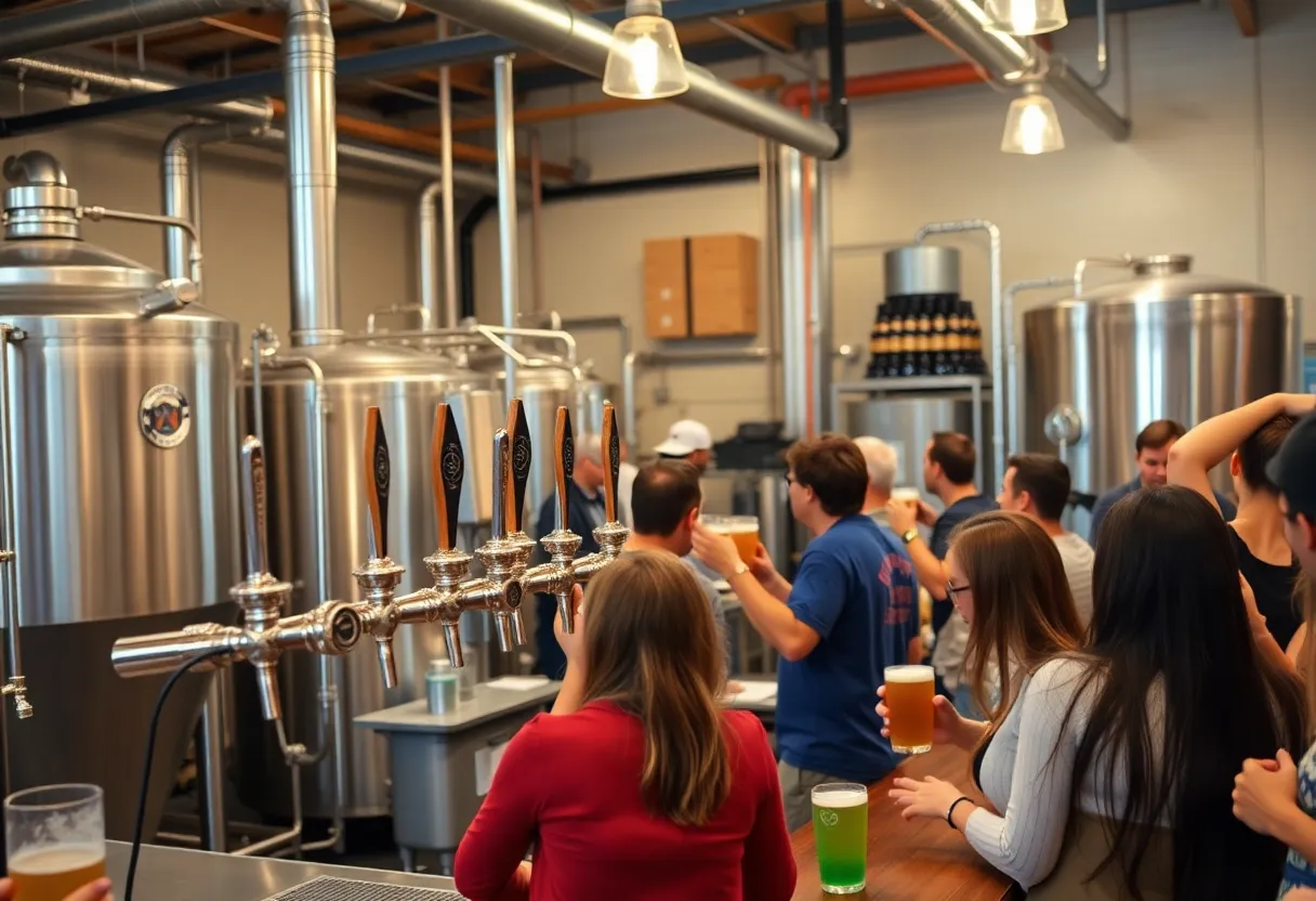 Cycle Brewing taproom with patrons enjoying craft beers