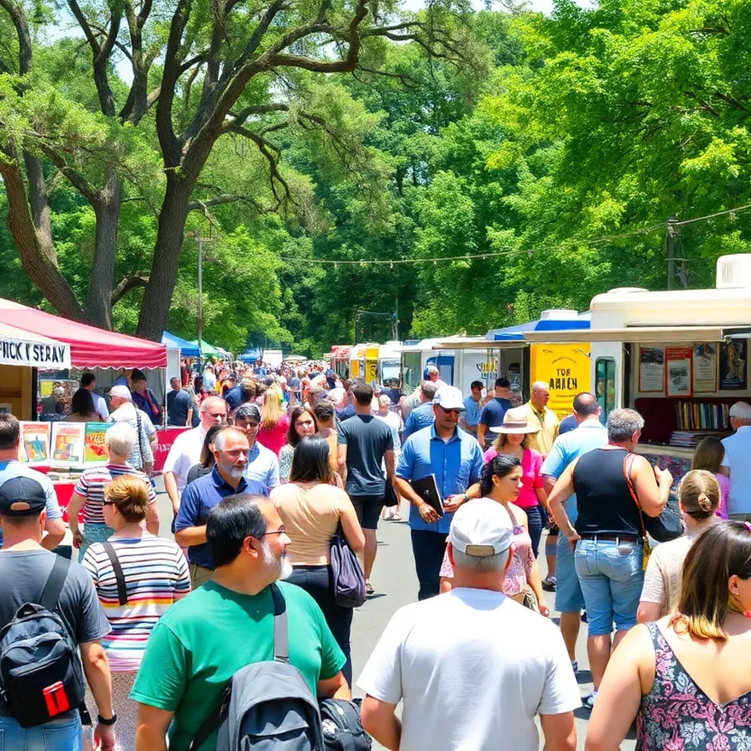 Scene from the Florida Studies Book Festival at USF, featuring authors, attendees, and book displays.