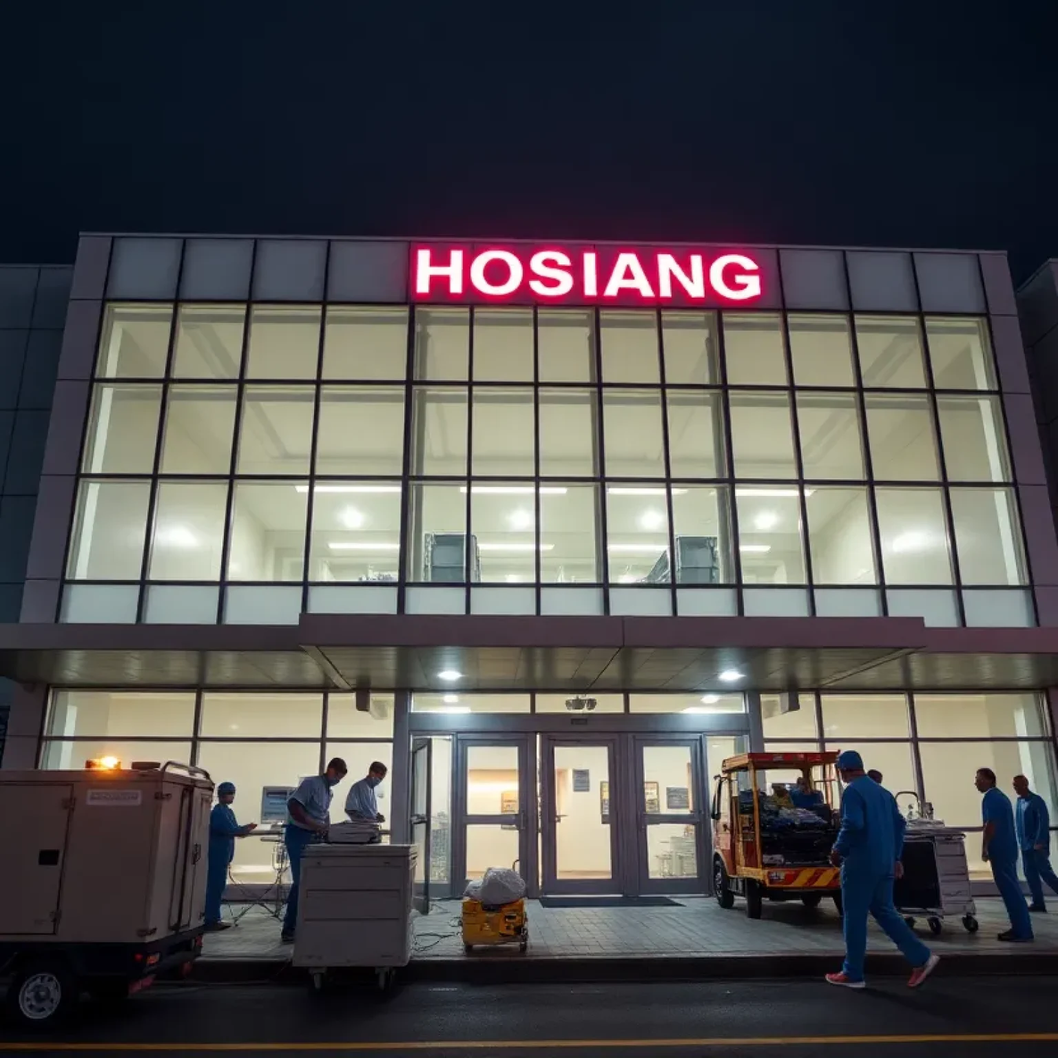 Emergency protocols at hospital during storm