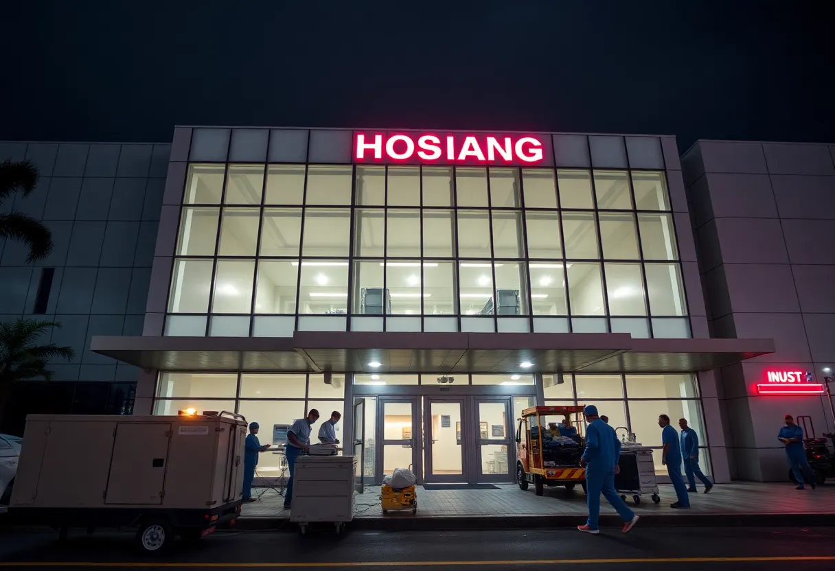 Emergency protocols at hospital during storm