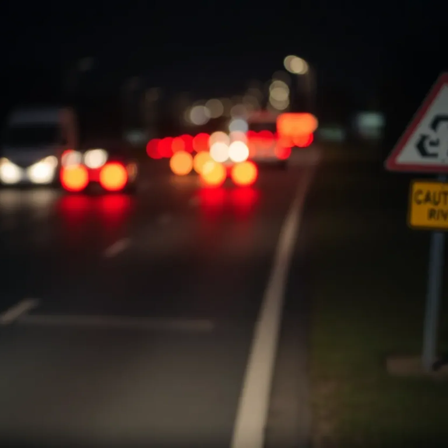 Road at night warning against impaired driving