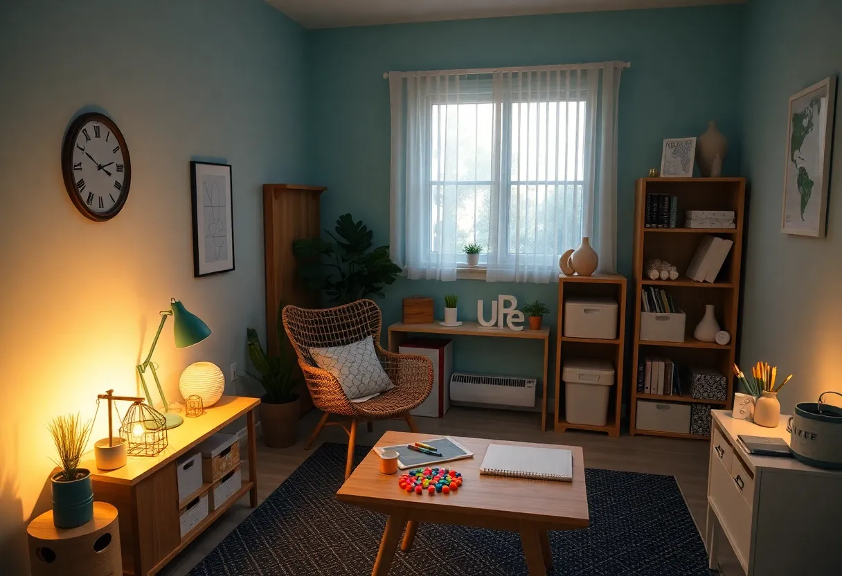A sensory-friendly therapy room designed for inclusivity