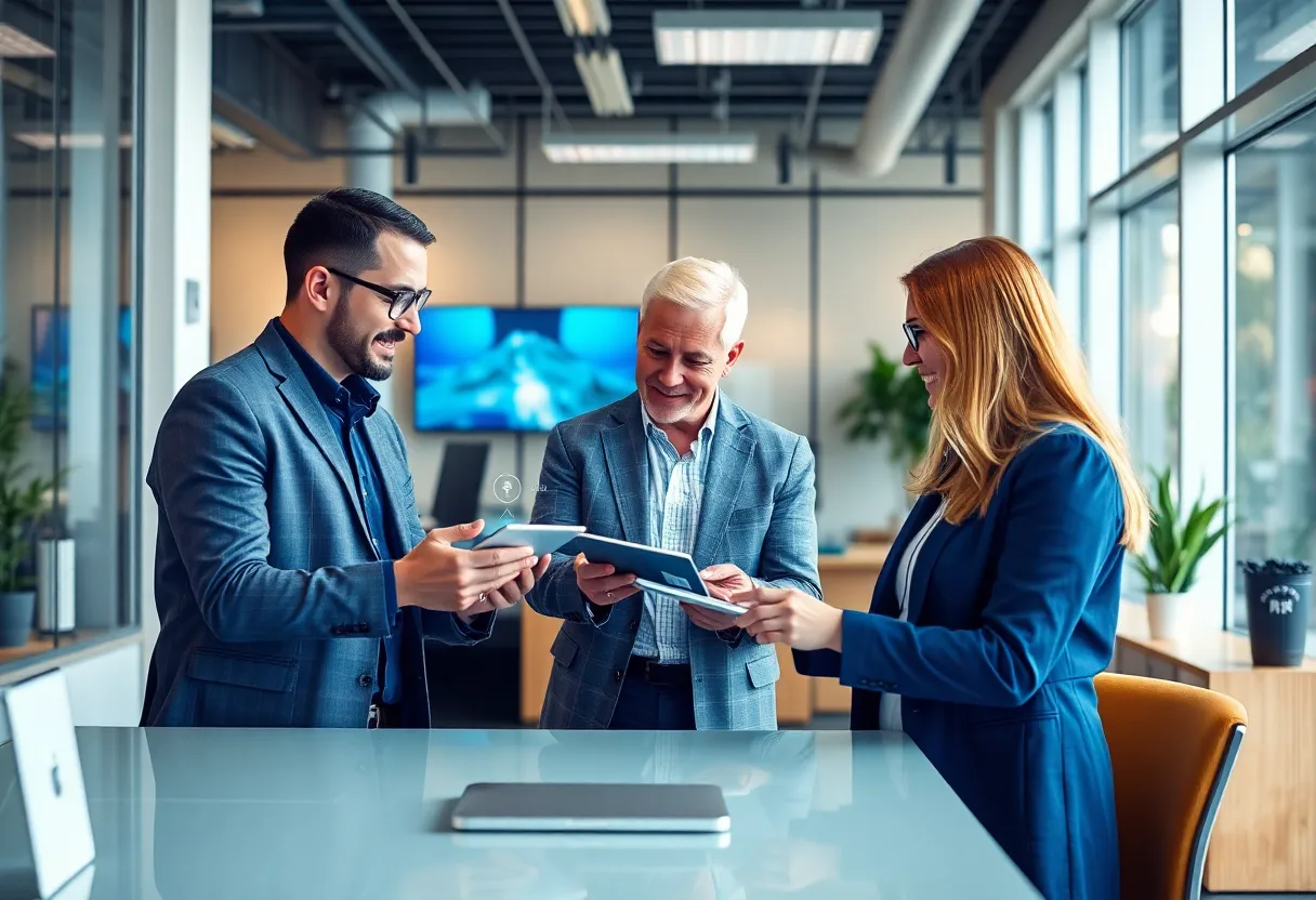 Modern office scene representing flood insurance services