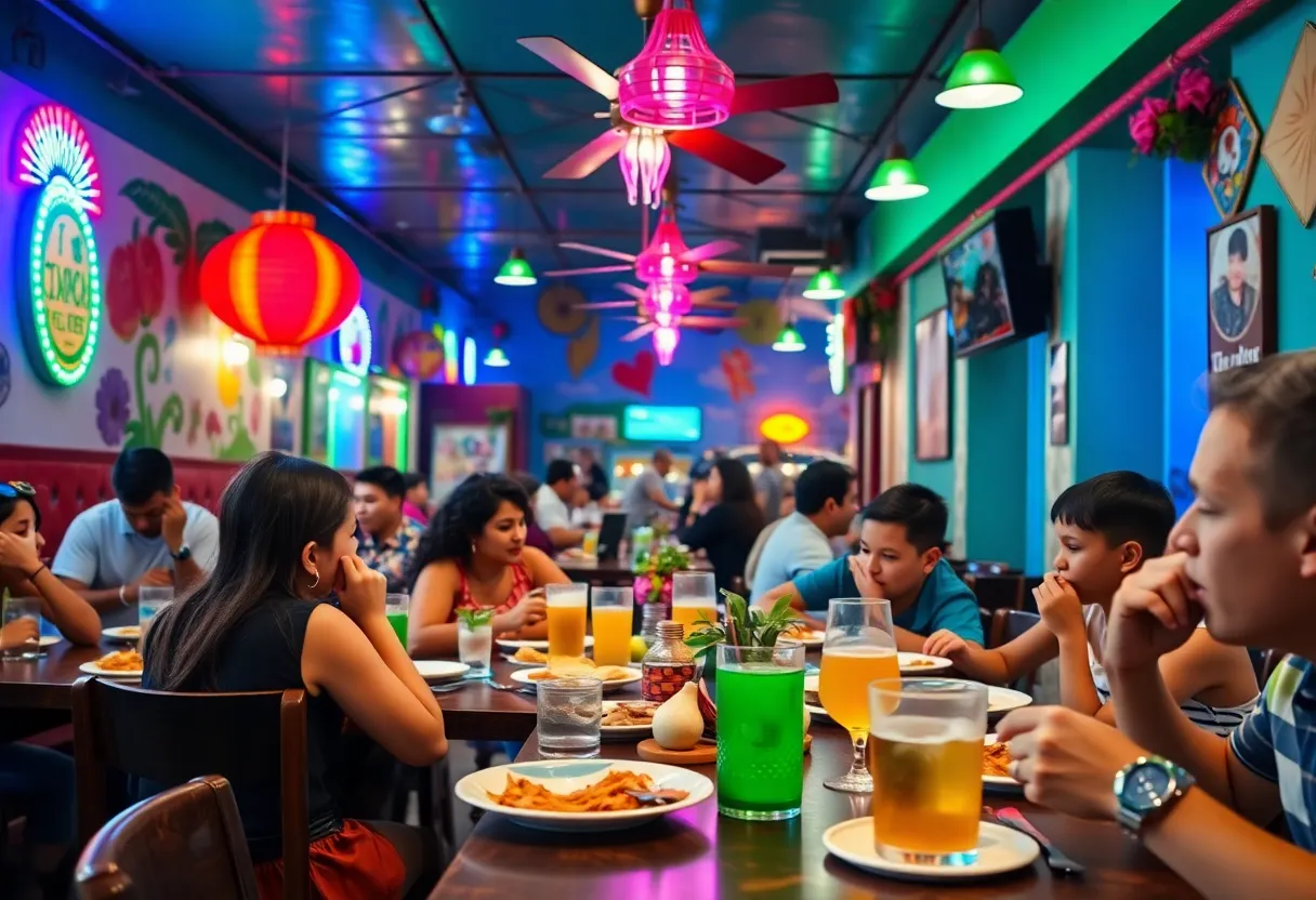 Dining scene at Pepe's Cantina featuring vibrant decor and Mexican dishes