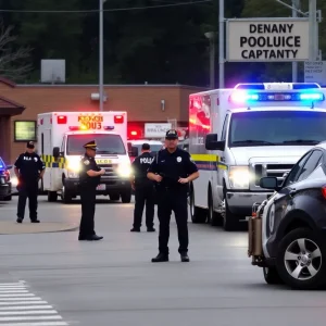 Emergency responders at the St. Petersburg Police Department dealing with a suspicious package