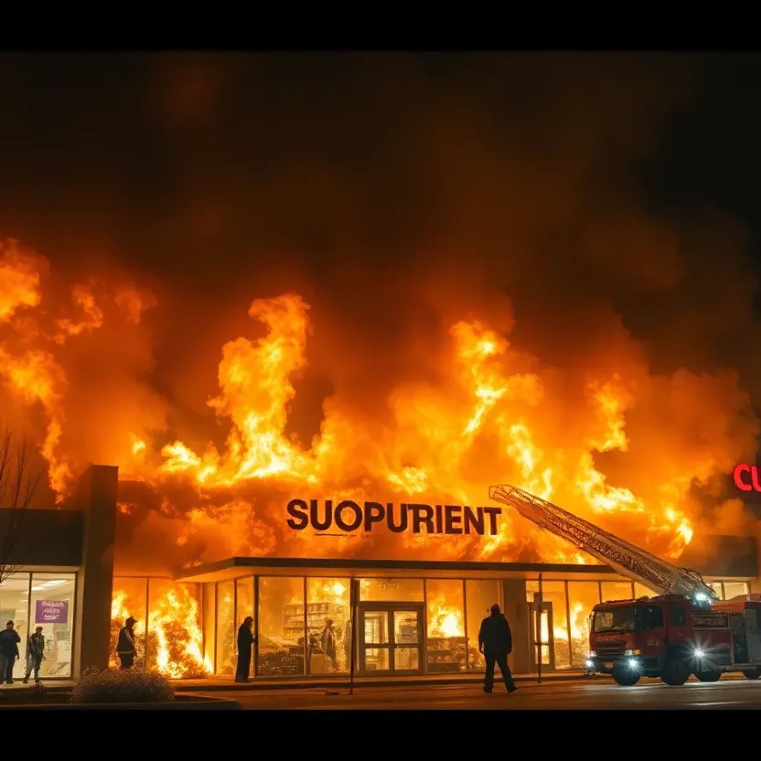 Firefighters responding to a fire at CVS Pharmacy in Dolphin Village shopping center