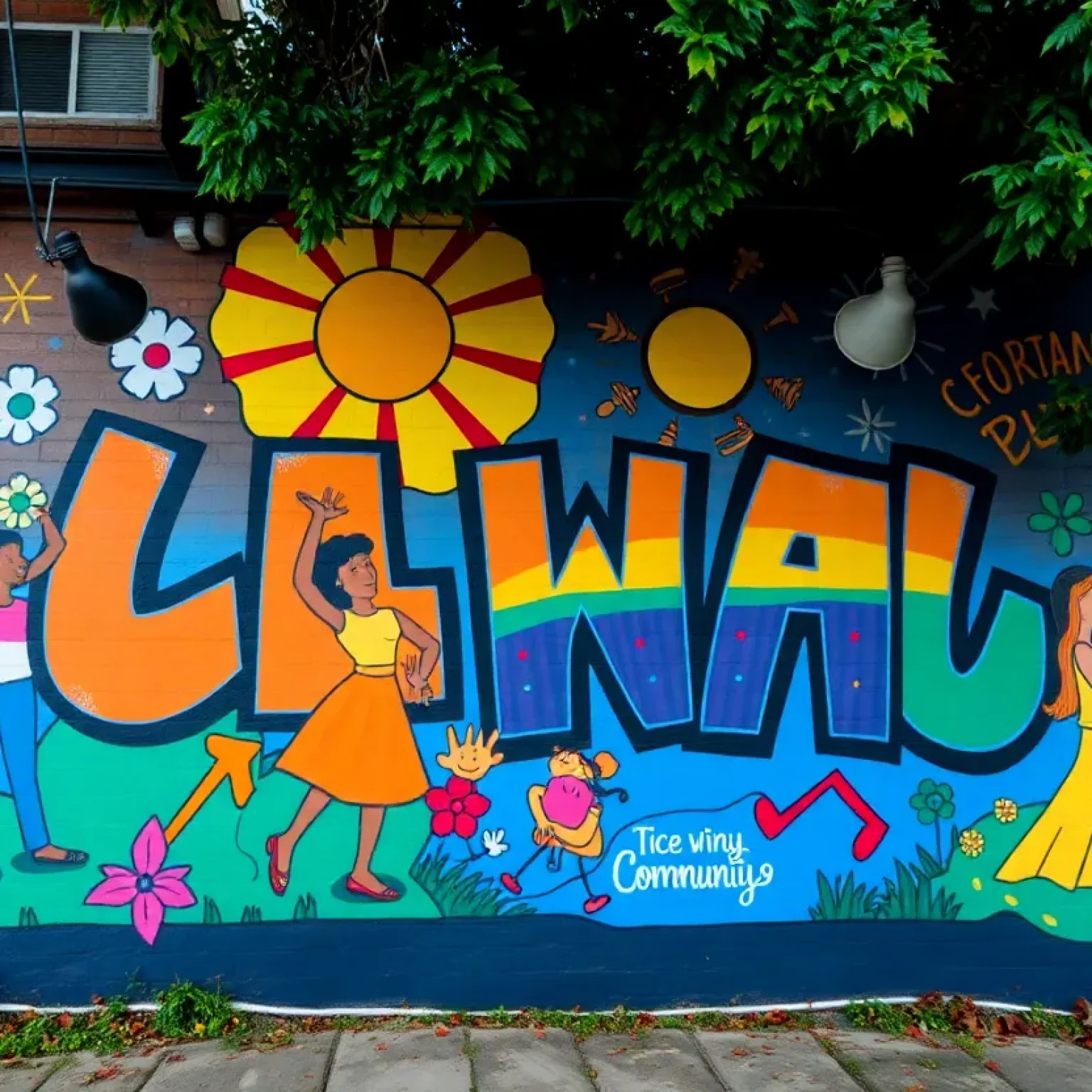Colorful mural representing St. Petersburg's arts scene