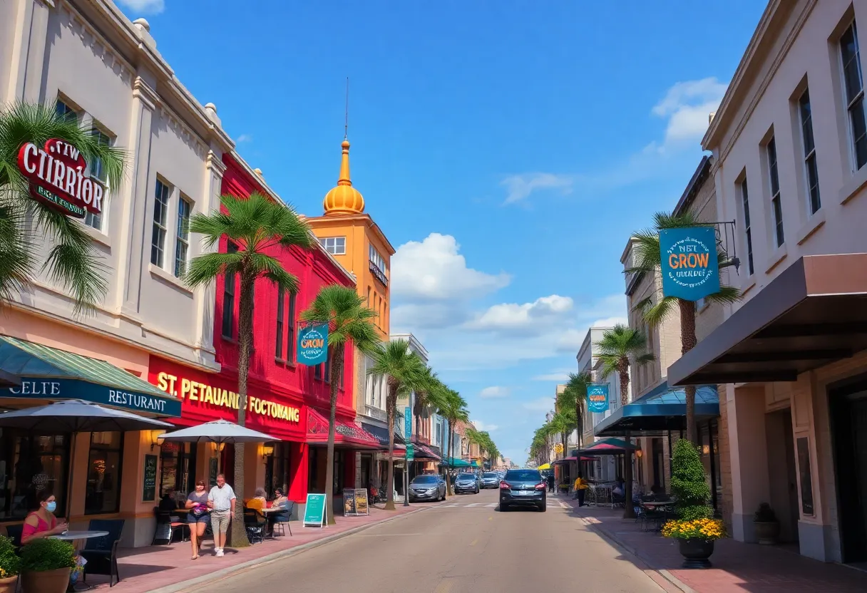 Street view of new businesses in St. Petersburg, Florida