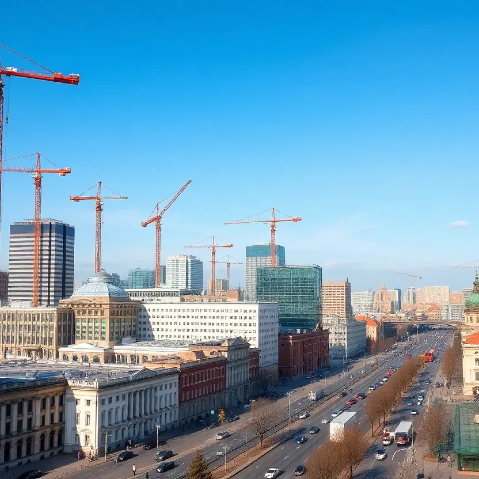 A view of St. Petersburg, Florida highlighting construction and the skyline.