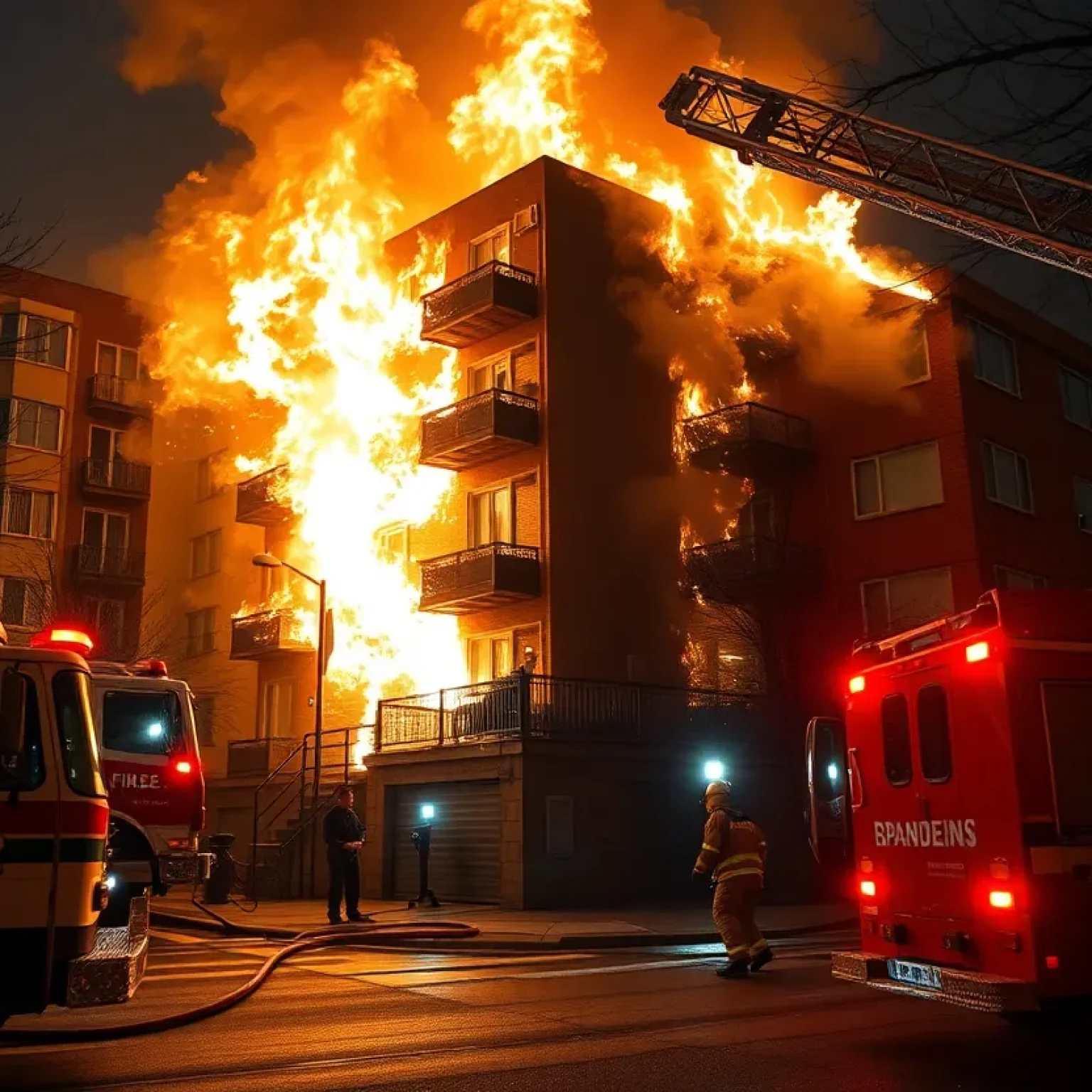 Firefighters battling an electrical fire at Lutheran Apartments in St. Petersburg.
