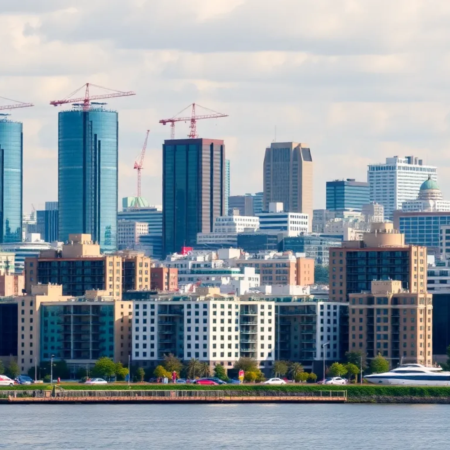 New construction in St. Petersburg, including a hotel and residential buildings