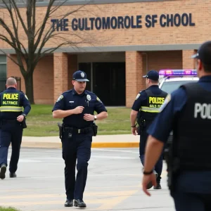 Police officers at Azalea Middle School in St. Petersburg responding to a threat.