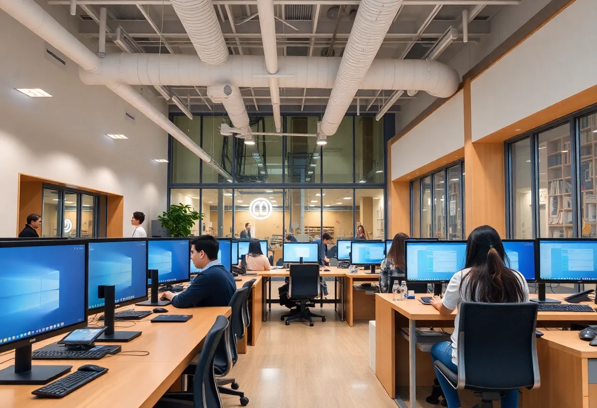 Students learning in the new tech hub in St. Petersburg