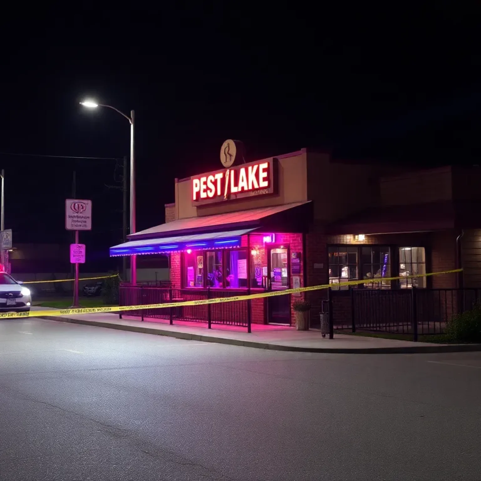 Police investigation scene outside Ahi Sushi restaurant in St. Petersburg