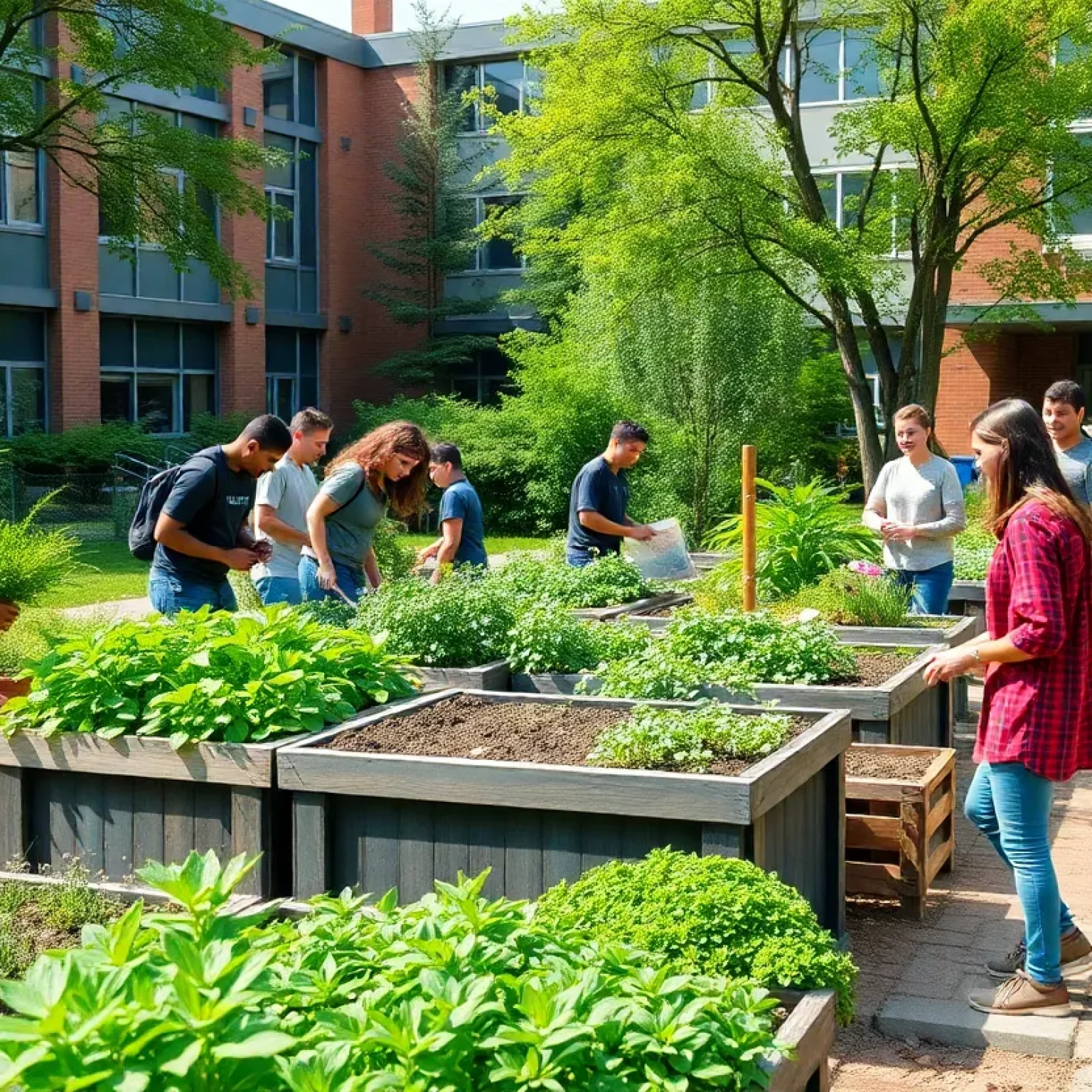 Students at USFSP participating in composting initiative activities.