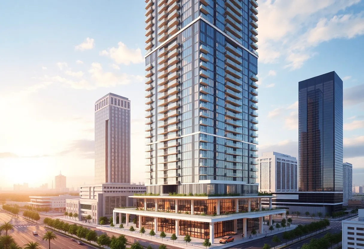 Illustration of Waldorf Astoria Residences tower in St. Petersburg