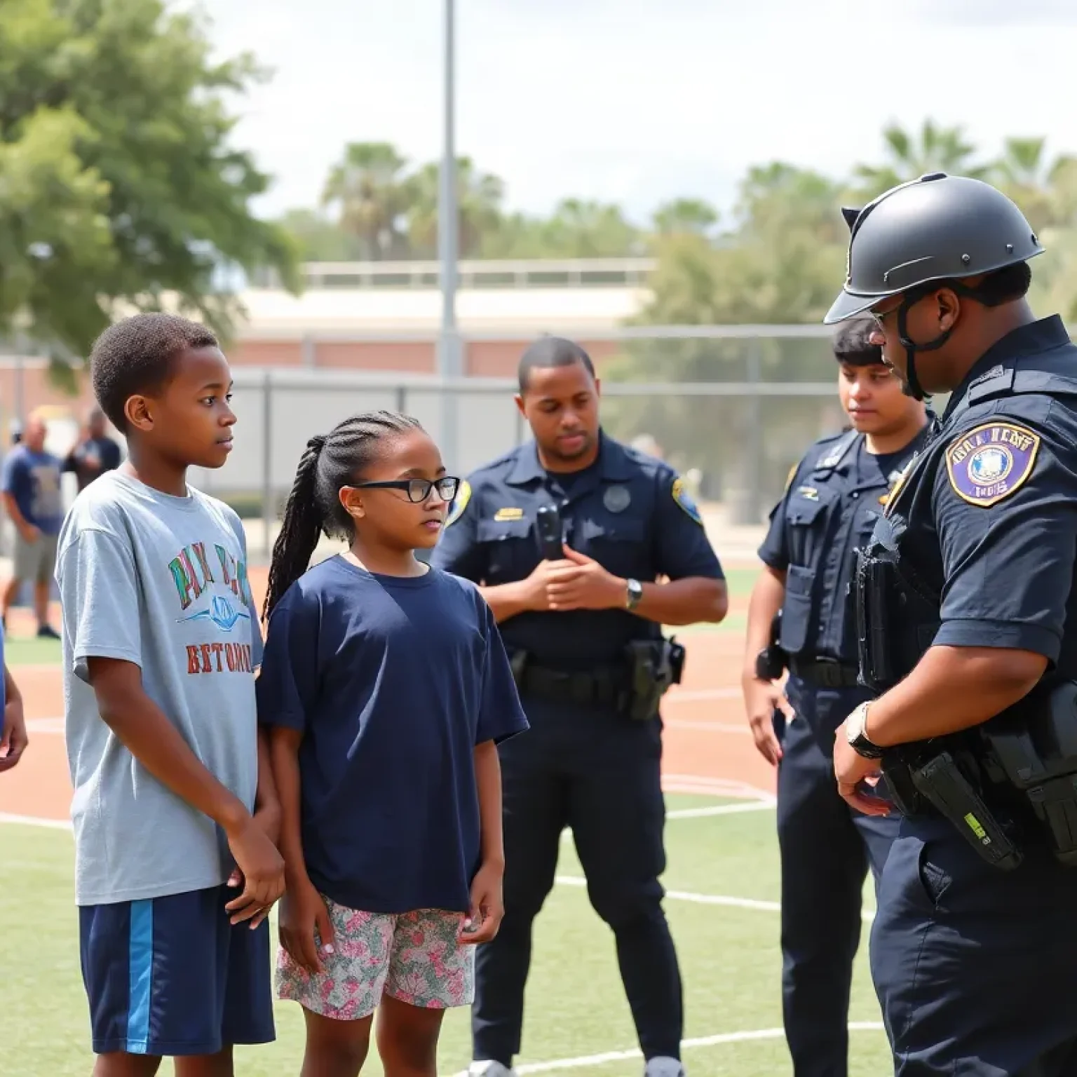 Local youth participating in the Youth Champions program with law enforcement officers