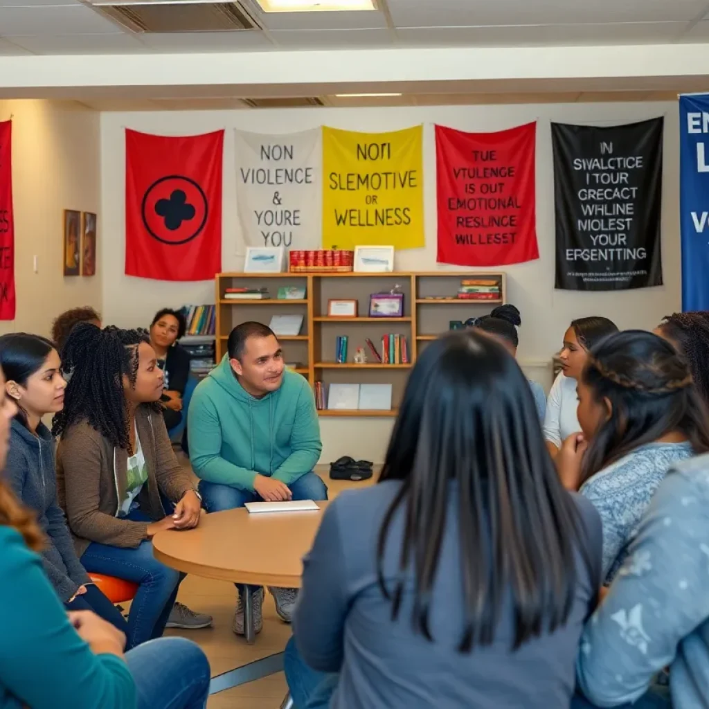 Teenagers participating in discussions at a community center.