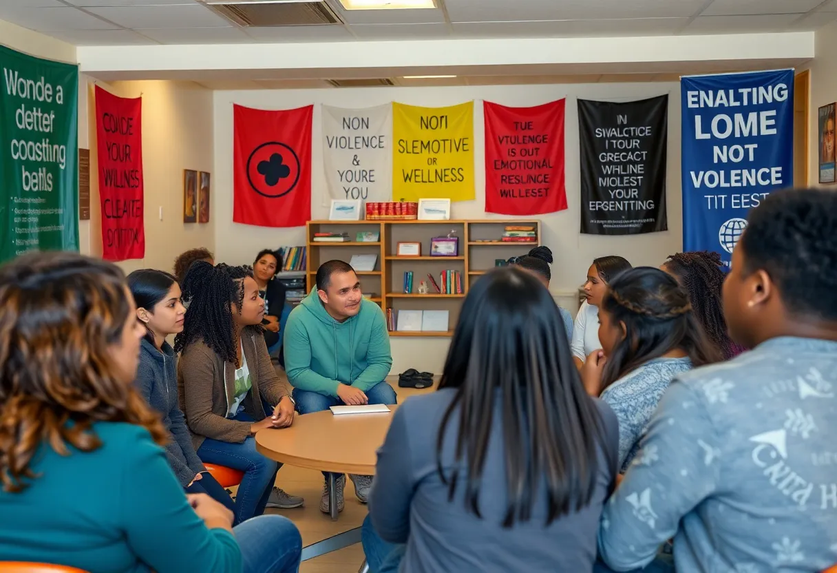 Teenagers participating in discussions at a community center.