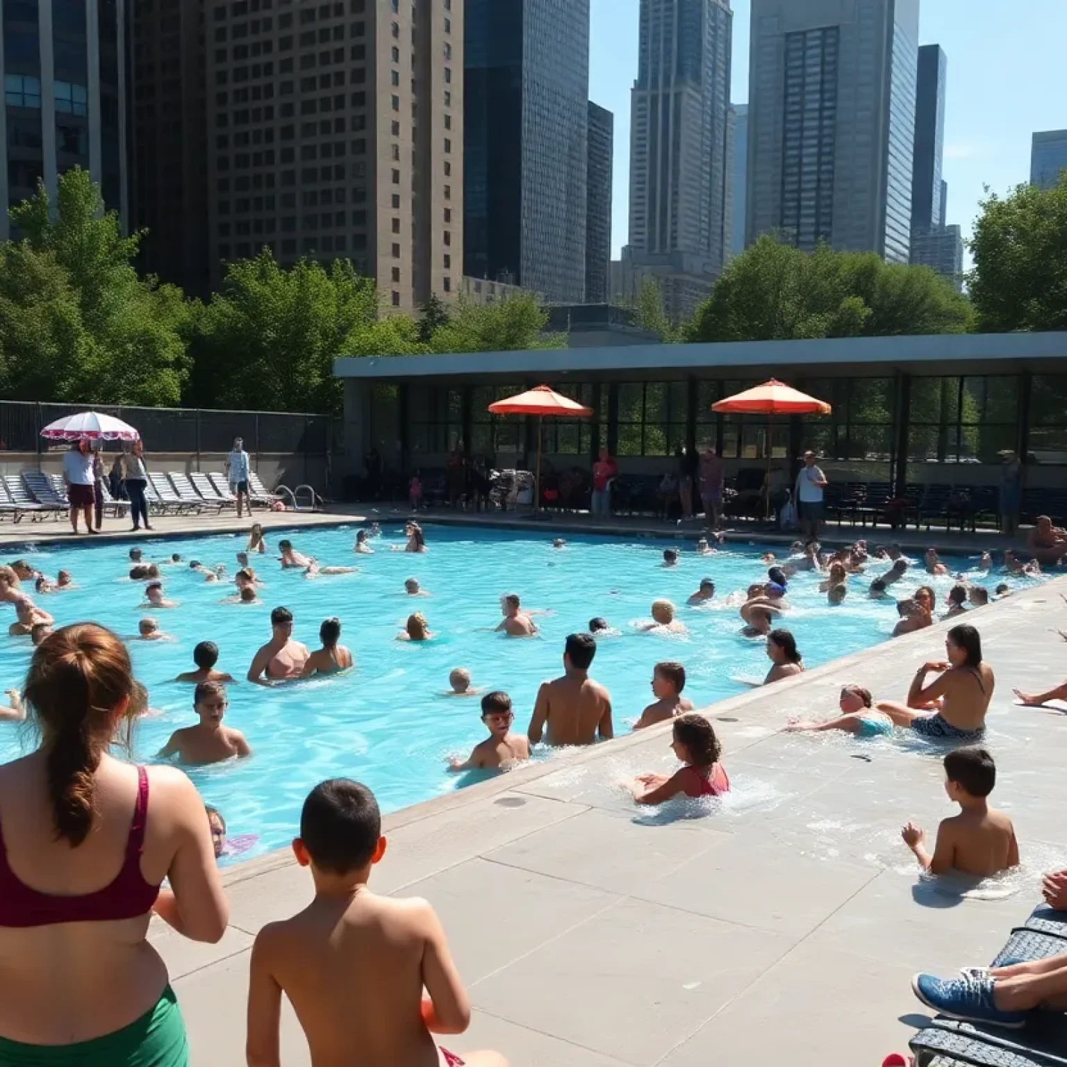 Chicago Residents Enjoy the Outdoor Pool