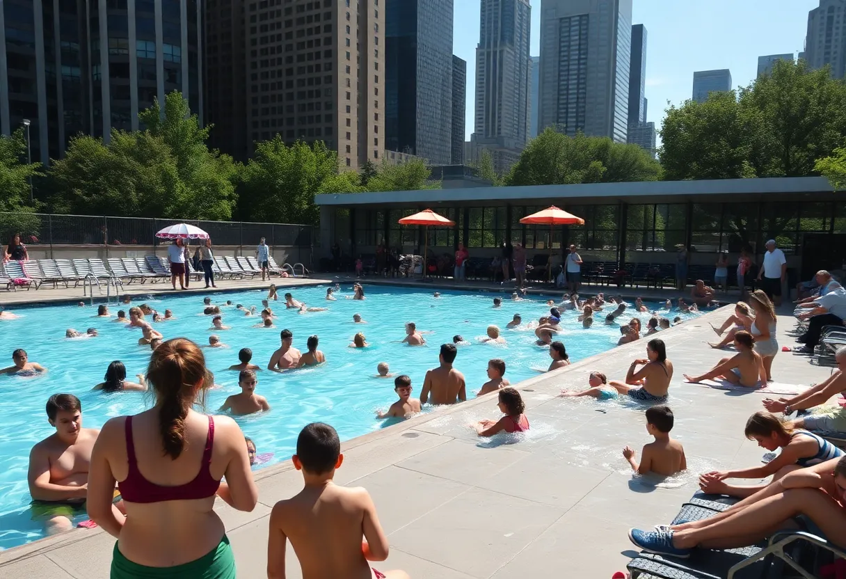 Chicago Residents Enjoy the Outdoor Pool