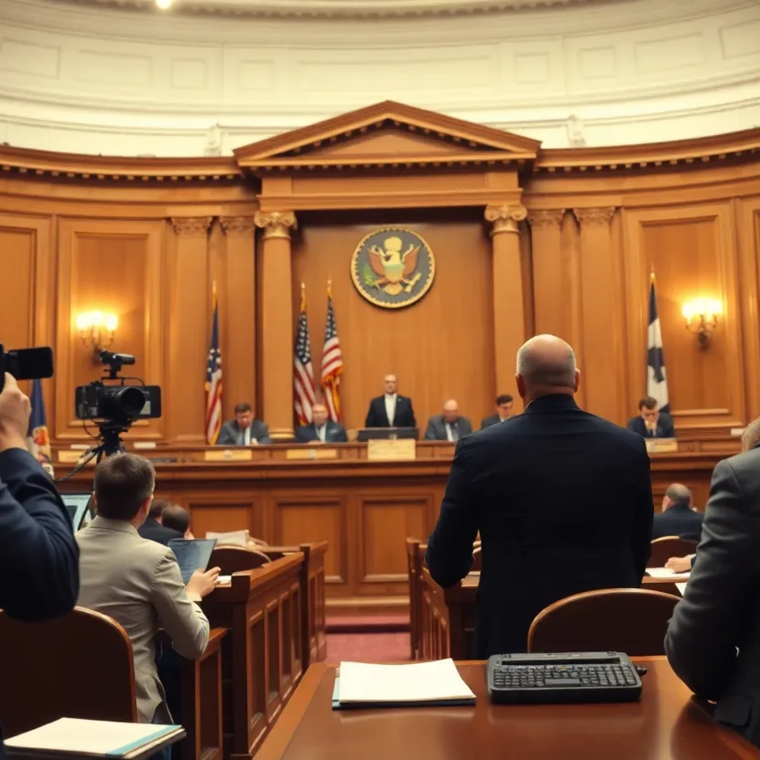 Courtroom Scene on First Amendment Issues