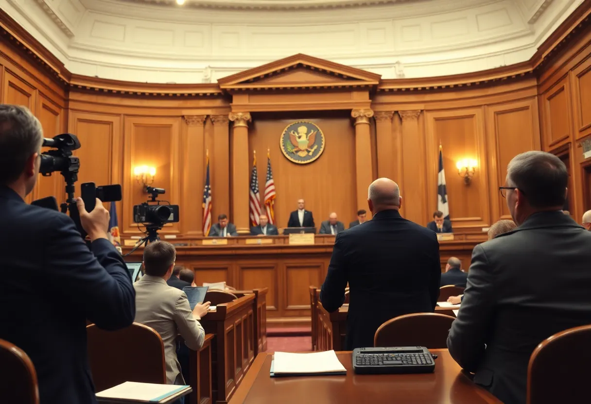 Courtroom Scene on First Amendment Issues