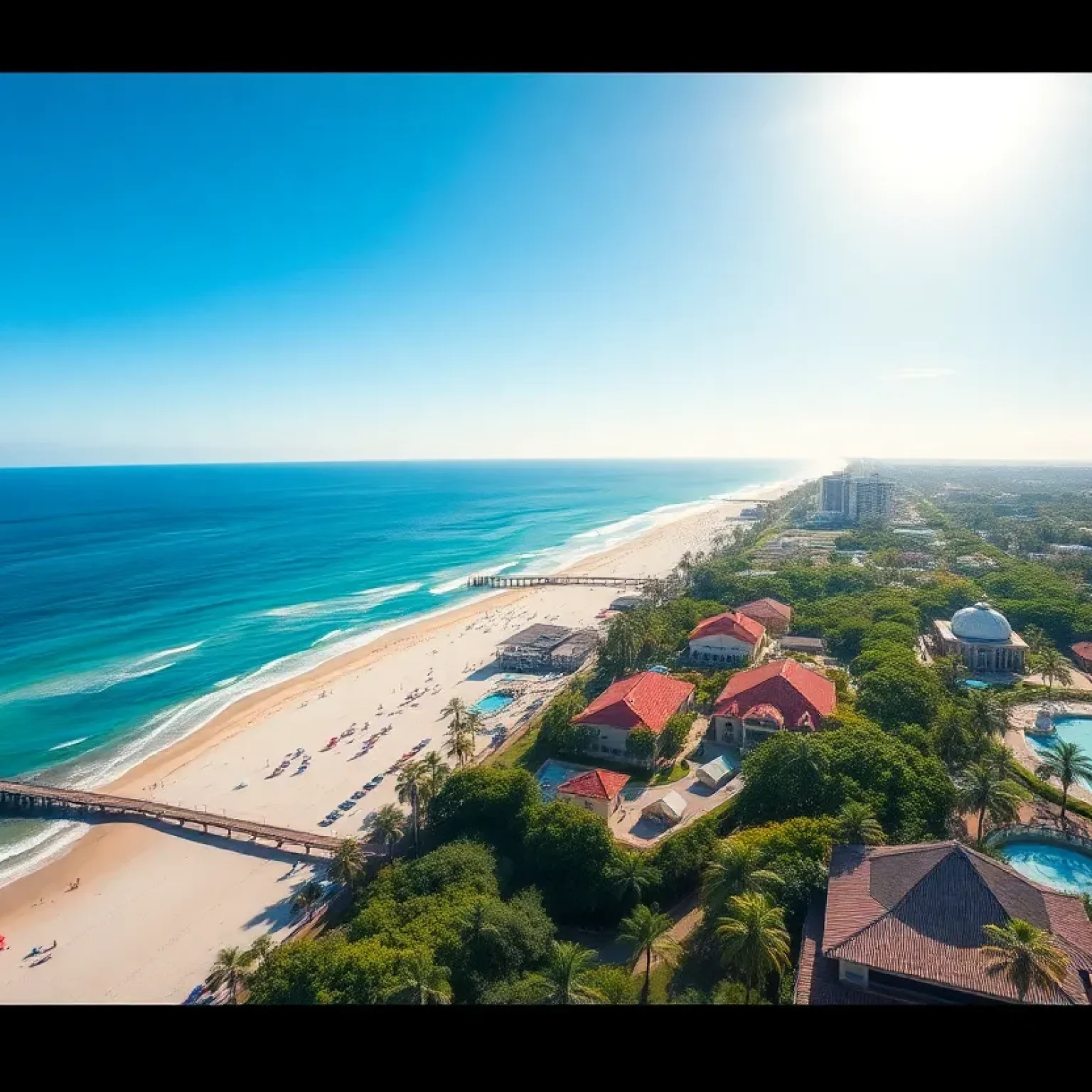 Scenic view of Florida's coastline featuring beaches and attractions.