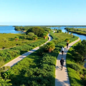 Cyclists and pedestrians enjoying the Florida Gulf Coast Trail