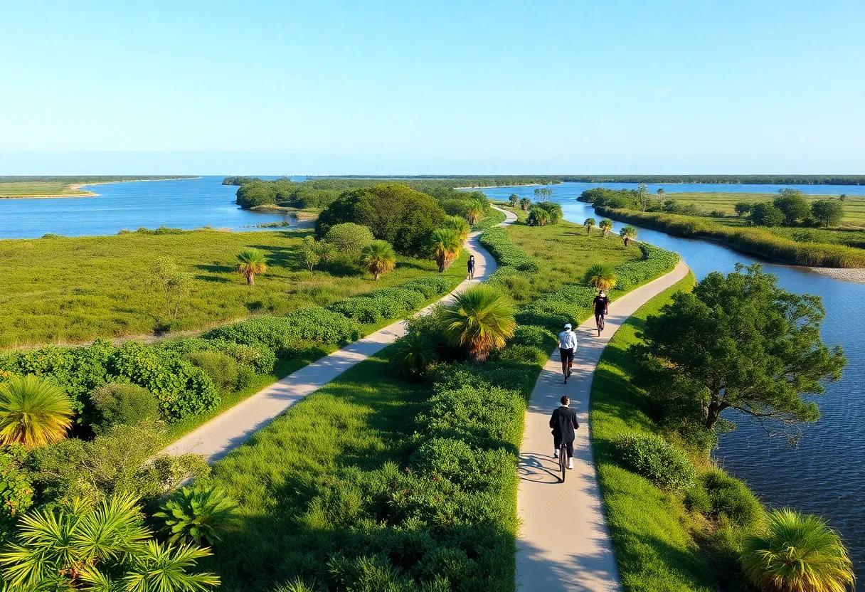 Cyclists and pedestrians enjoying the Florida Gulf Coast Trail