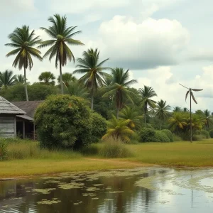 Photographic artwork representing early 20th-century Florida landscapes.