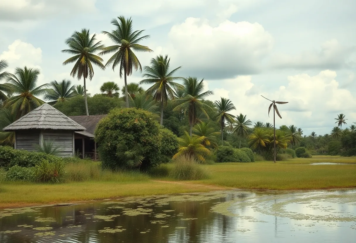 Photographic artwork representing early 20th-century Florida landscapes.
