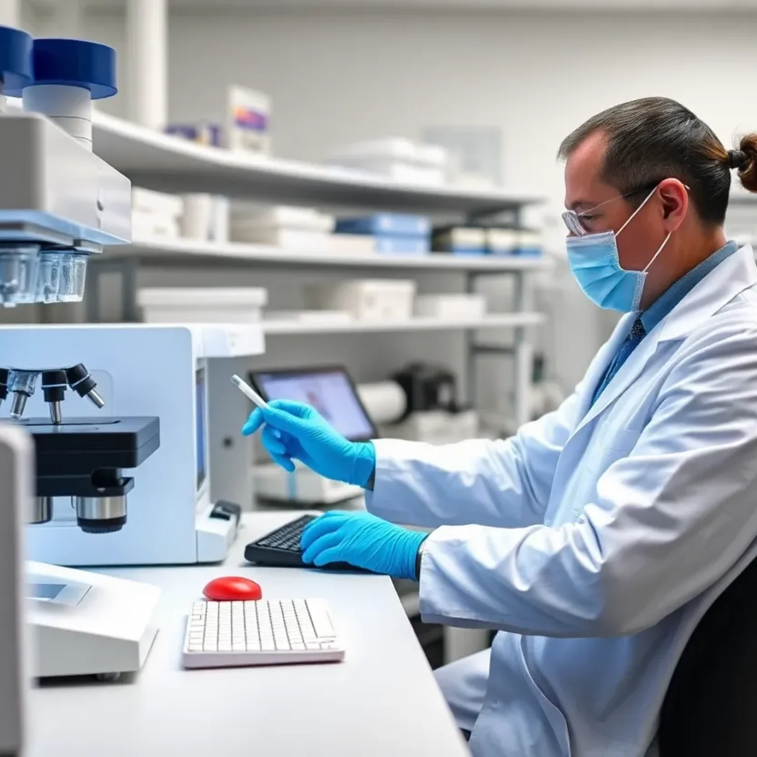 Forensic scientist conducting DNA testing in a laboratory