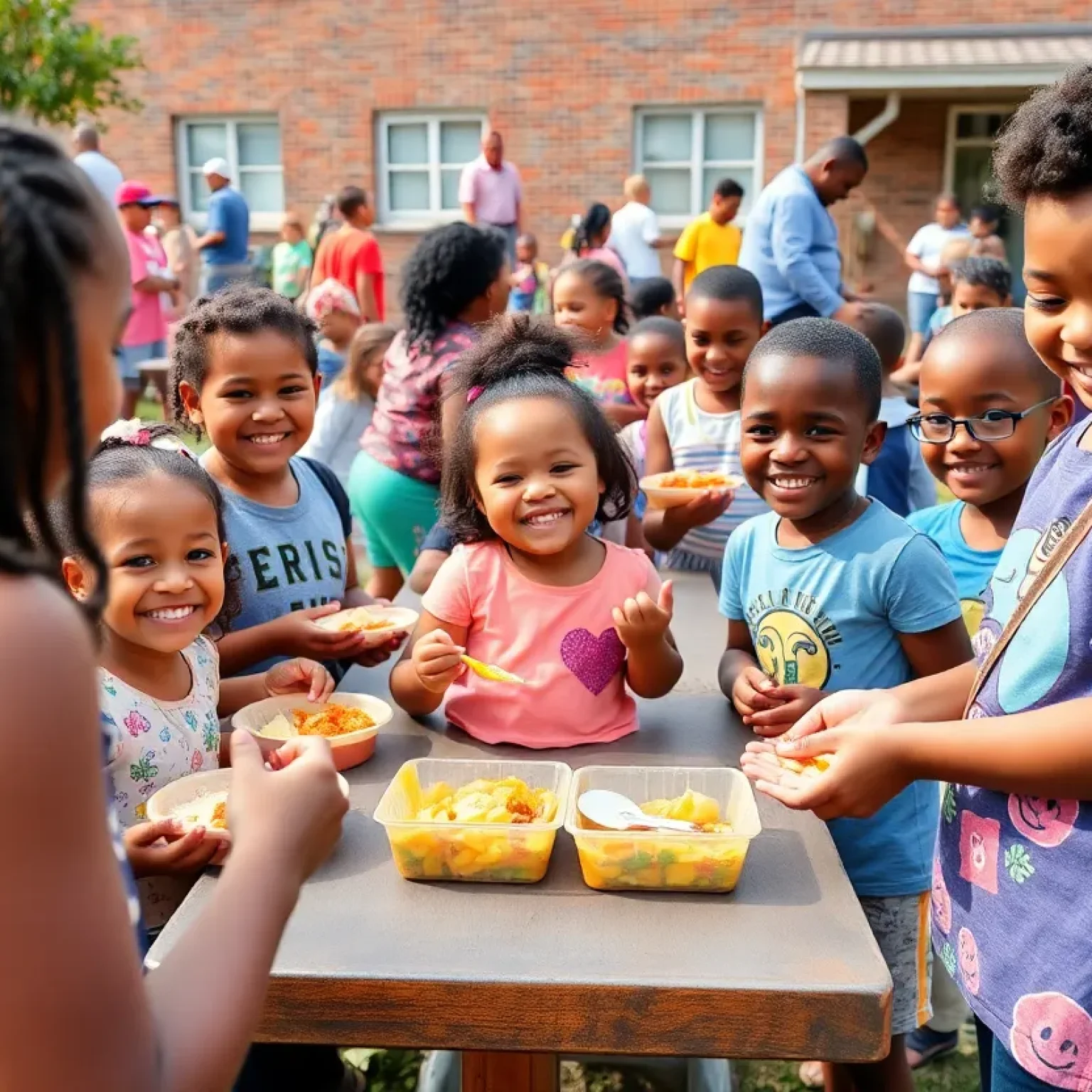 Children enjoying free summer meals at a school in Bay Area