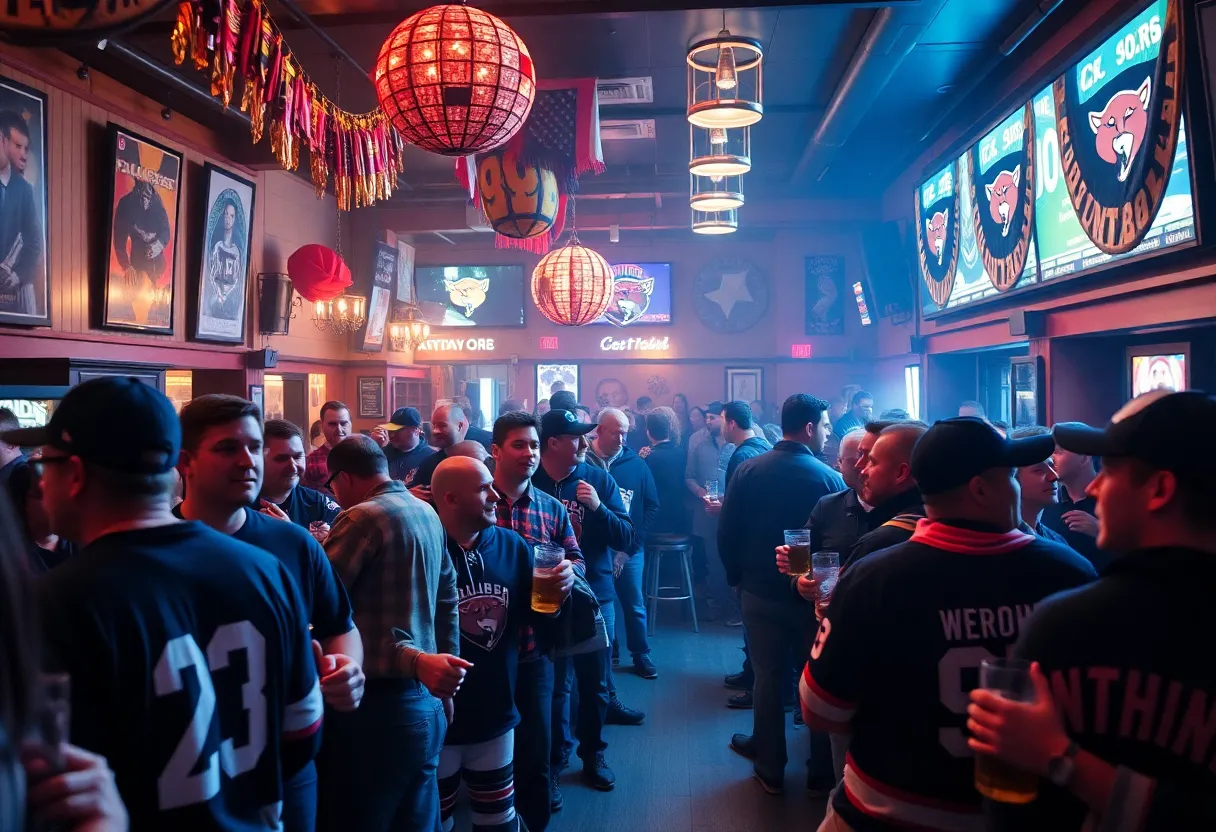 Hockey Fans at Local Bar