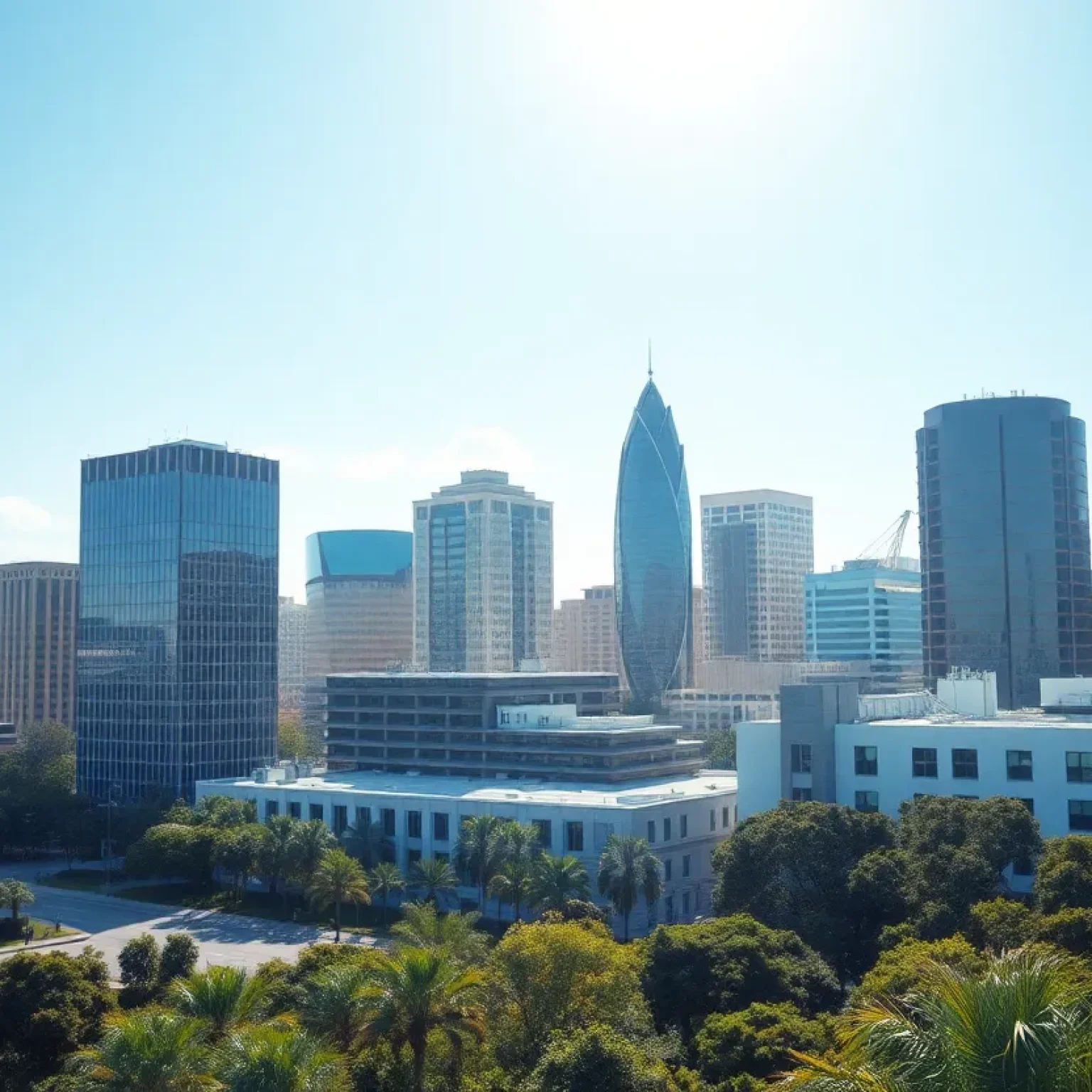 Jacksonville Florida skyline view with buildings and trees