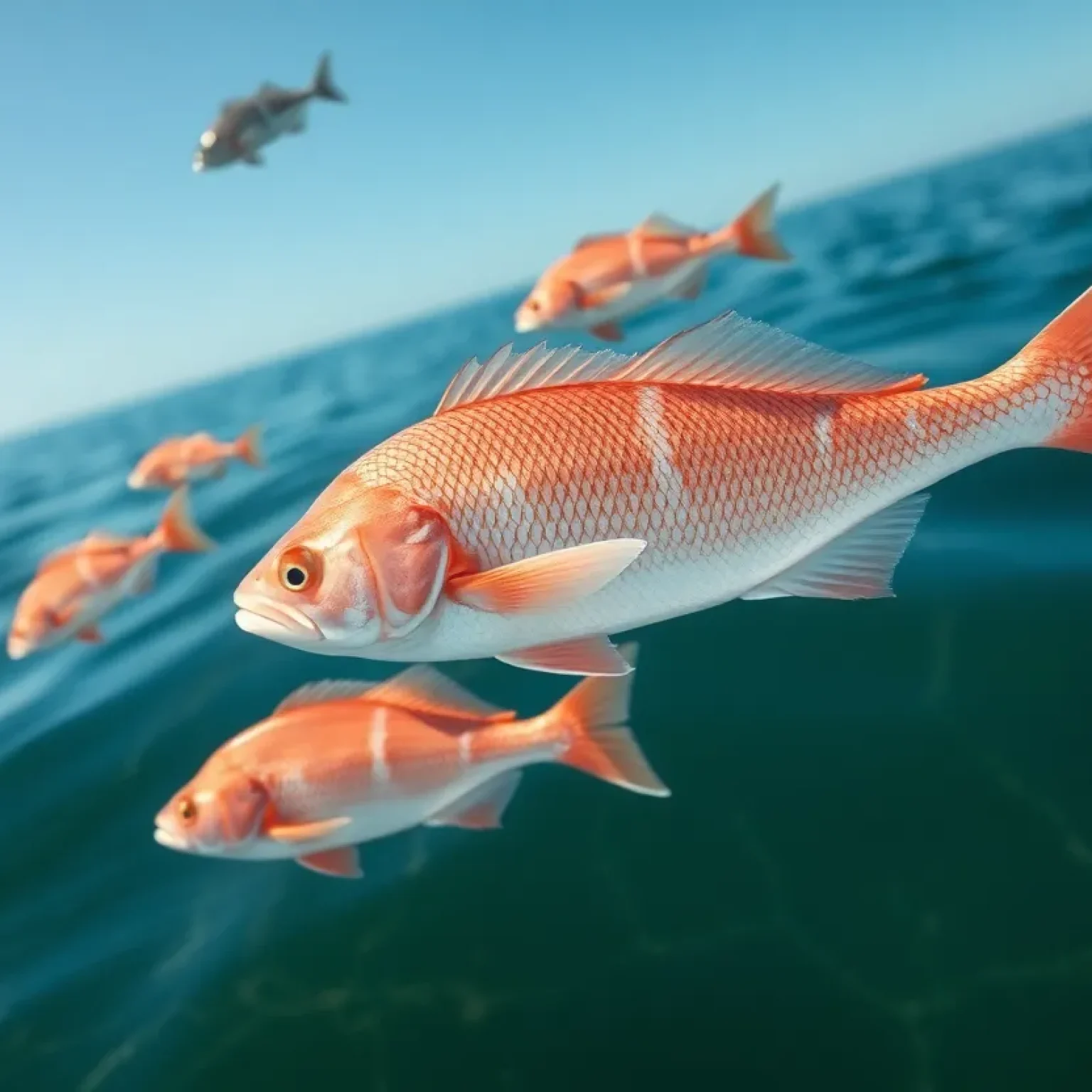 Lane snapper swimming in clear Gulf waters