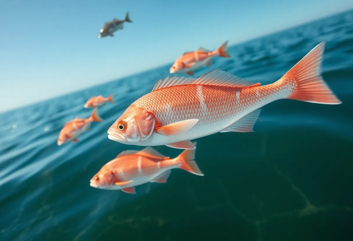 Lane snapper swimming in clear Gulf waters