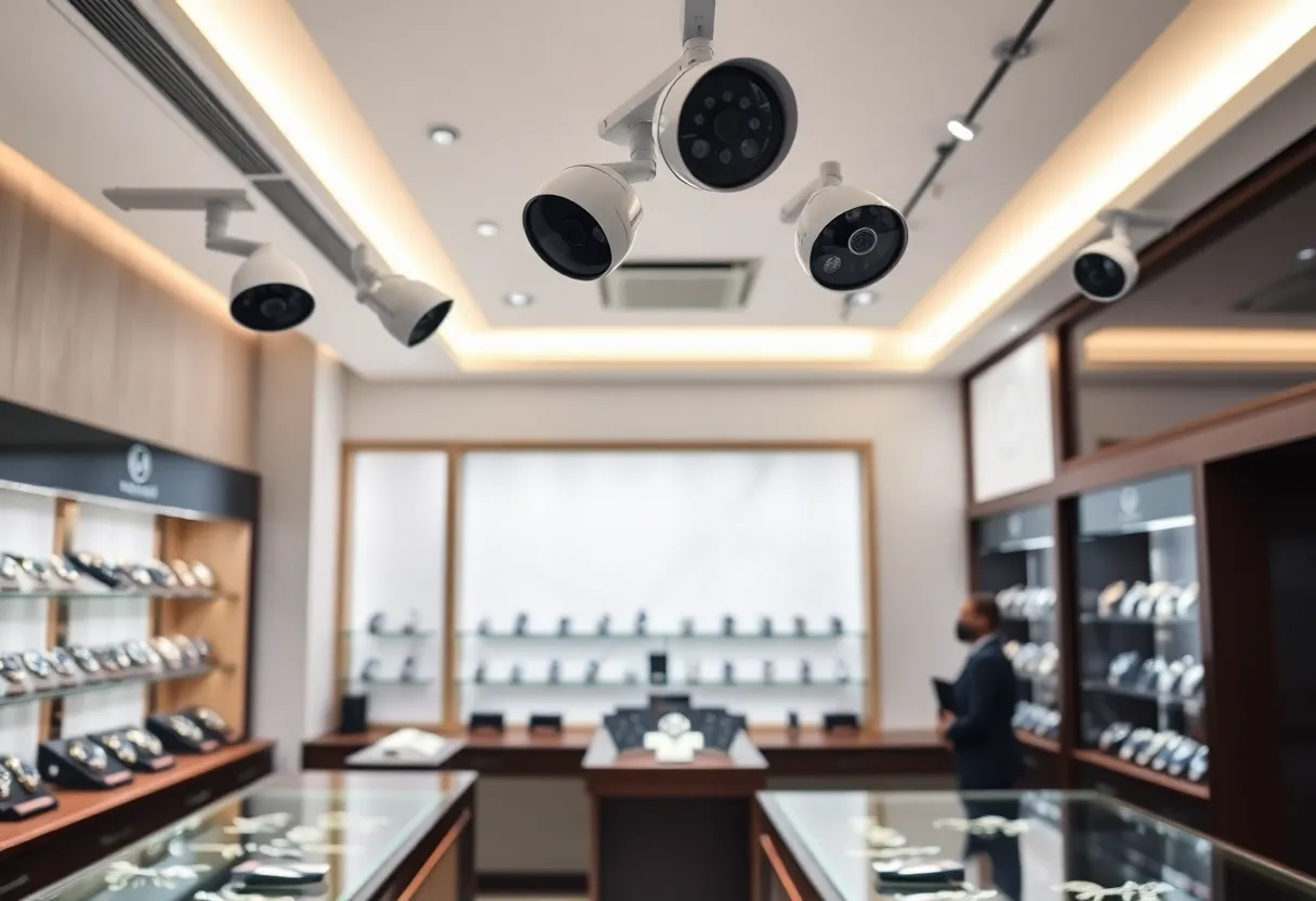 Showcase of luxury watches in a jewelry store