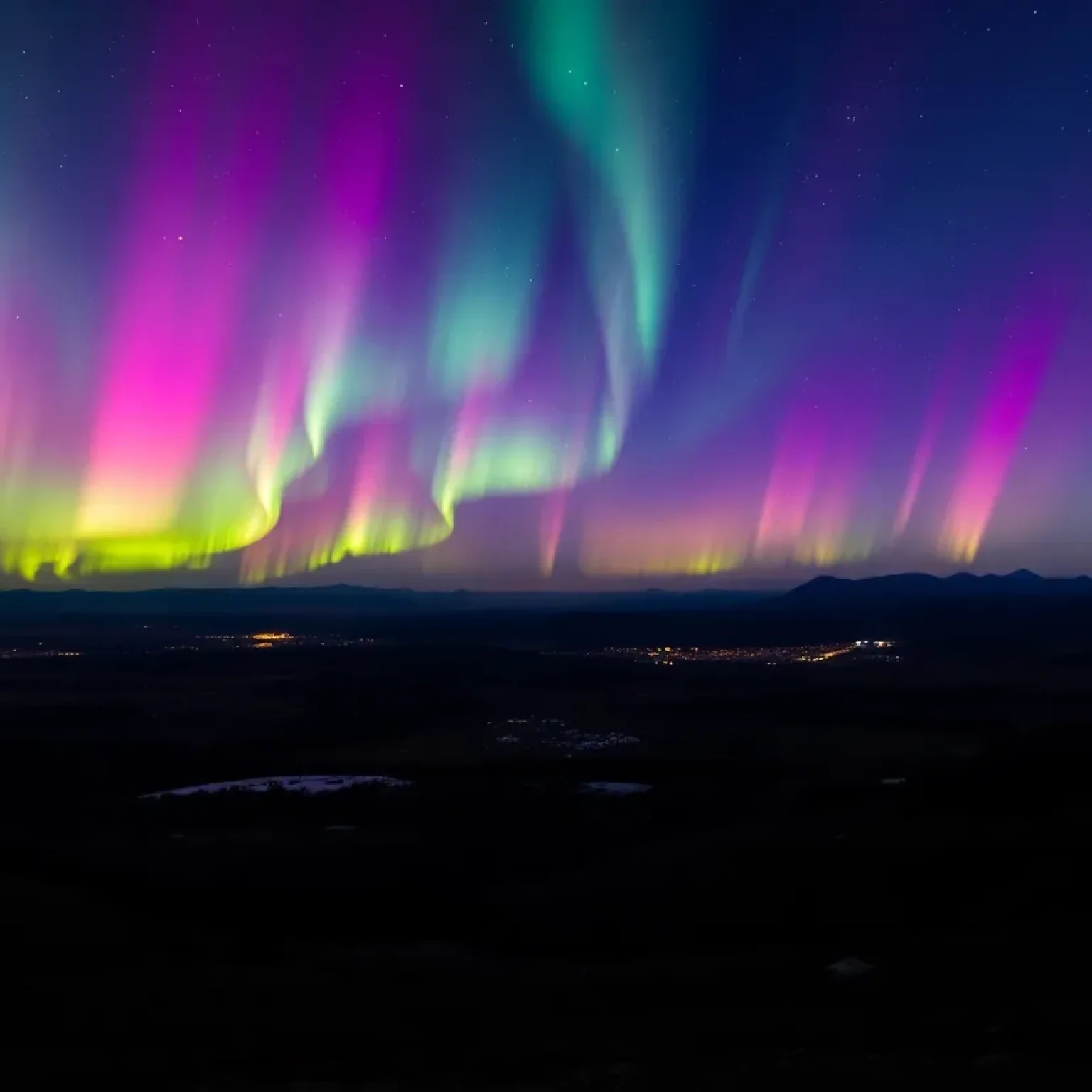 Northern Lights Over Landscape