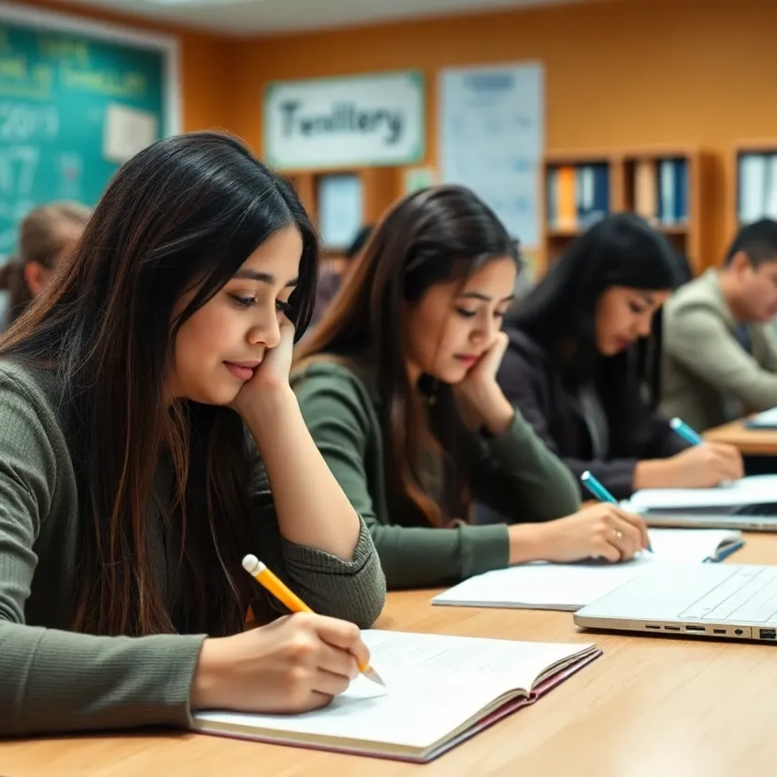 Students participating in writing education activities at the Poynter Institute.