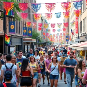 Participants celebrating at the St. Petersburg Pride Month block party.